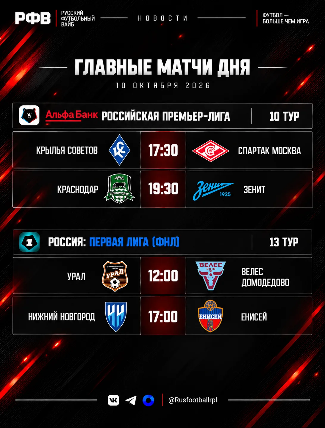 ⚽️ Все матчи игрового дня