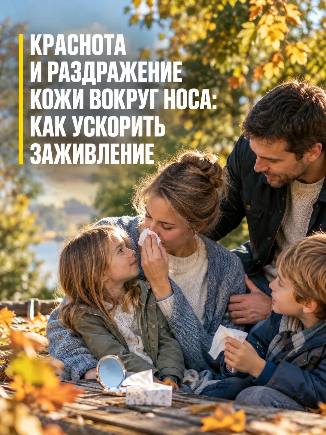 "Осенний насморк часто приносит с собой еще одну неприятность: покраснение и раздражени...