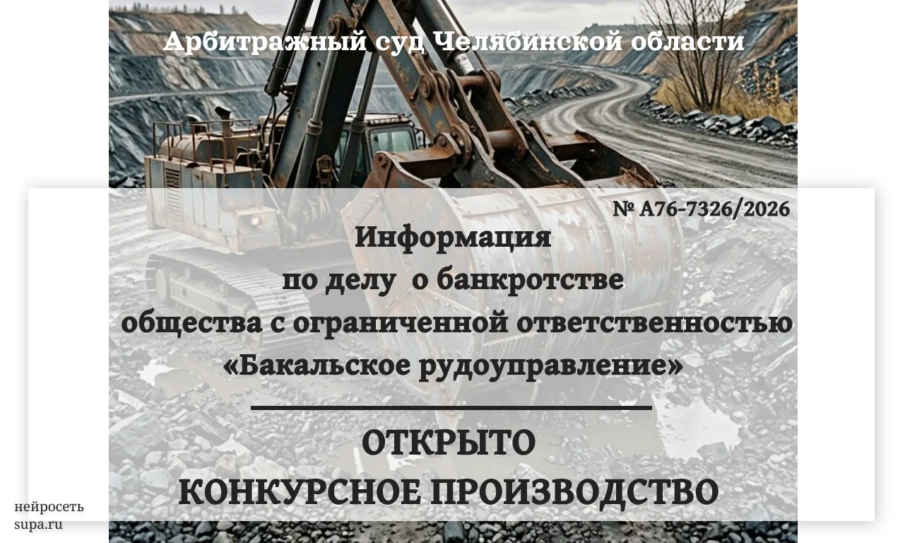 ⚖️  Информация по делу № А76-7326/2026 о банкротстве общества с ограниченной ответствен...