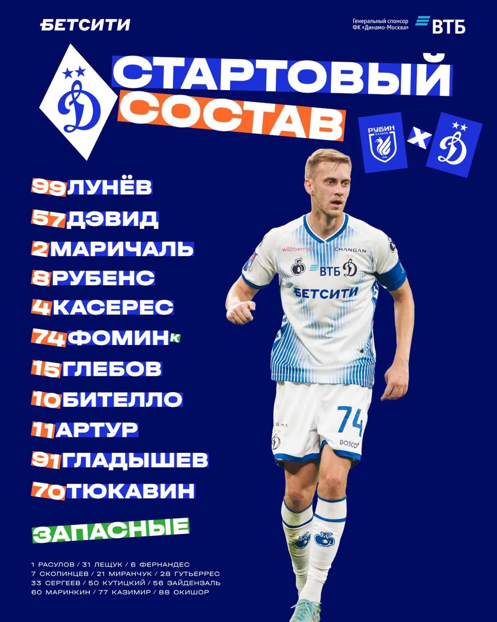 На матч в Казани выйдем в таком составе ⚡️