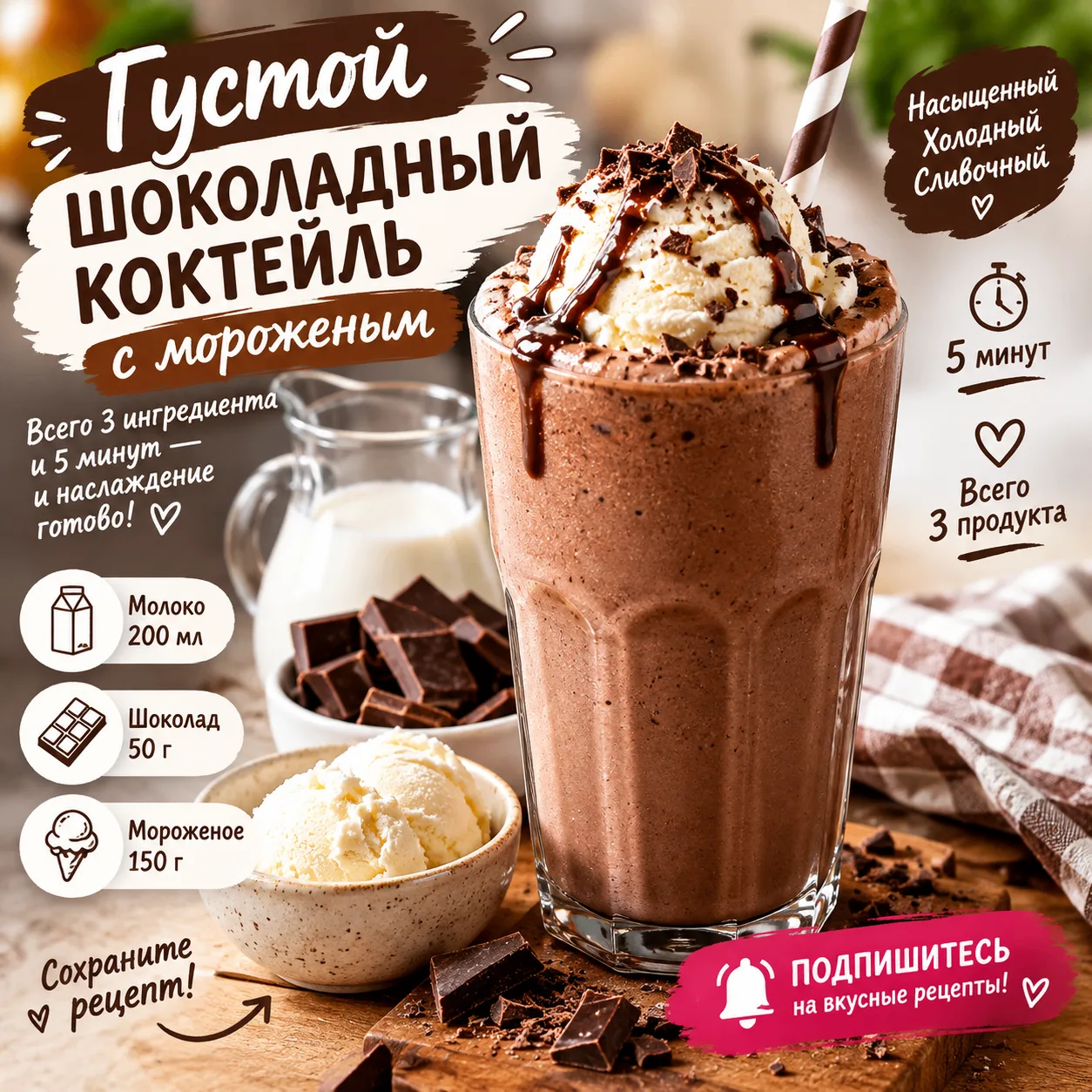 🍫 ХОЧЕТСЯ ШОКОЛАДА? Приготовьте этот коктейль — оторваться невозможно!