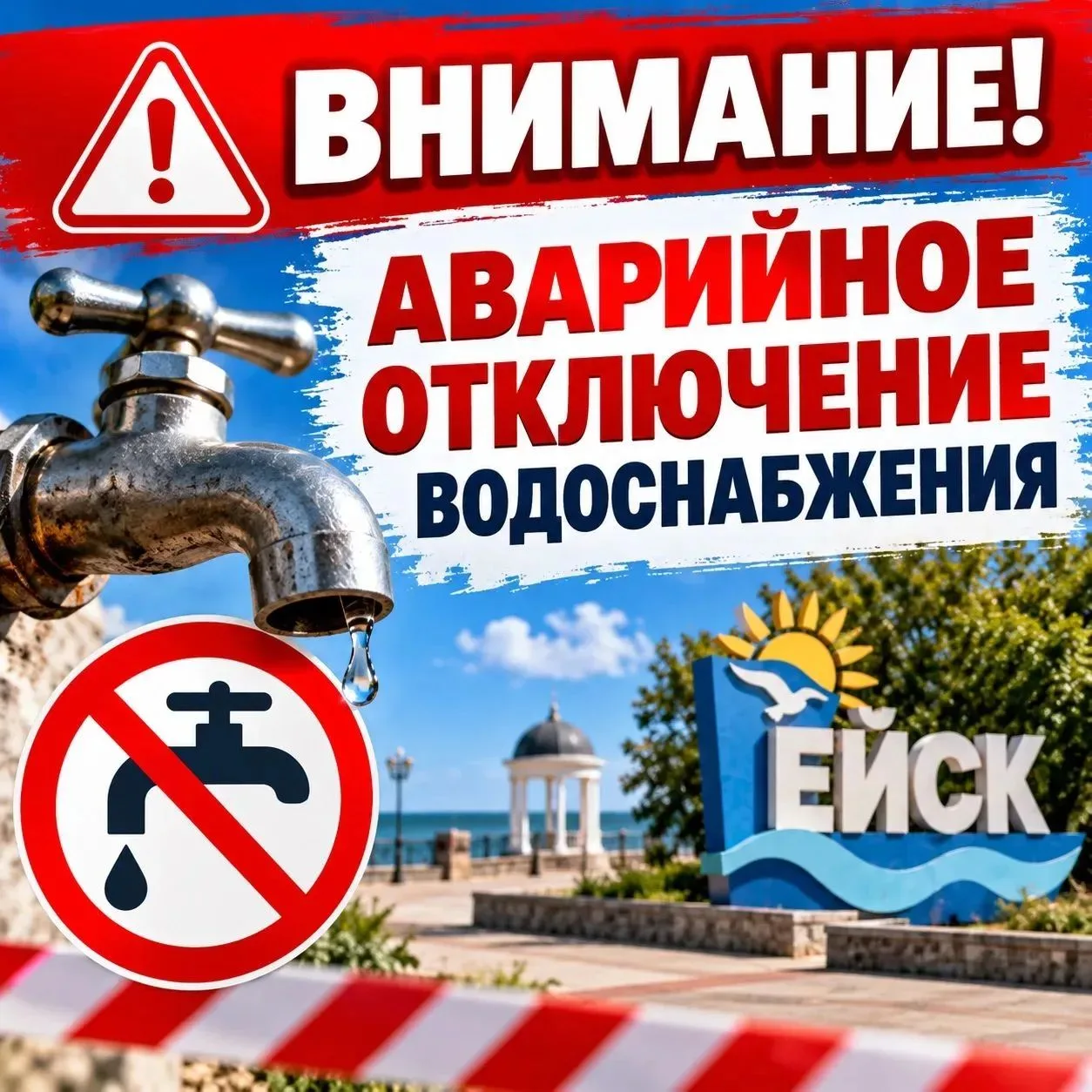 Уважаемые жители и гости Ейска! 🚧 В связи с проведением аварийно-восстановительных раб...