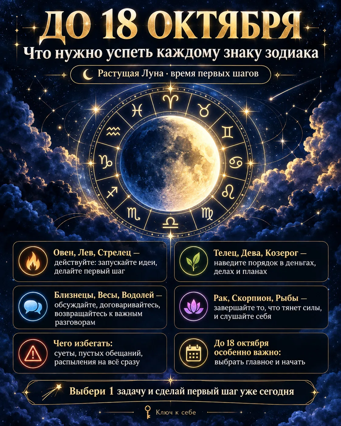 🌙 ДО 18 ОКТЯБРЯ: ЧТО НУЖНО УСПЕТЬ КАЖДОМУ ЗНАКУ ЗОДИАКА?