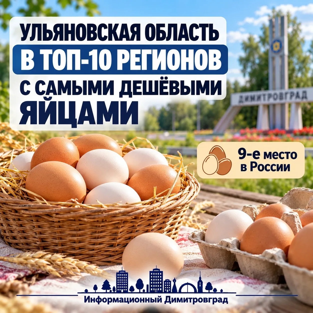 🥚 Ульяновская область попала в десятку регионов с самыми дешёвыми яйцами