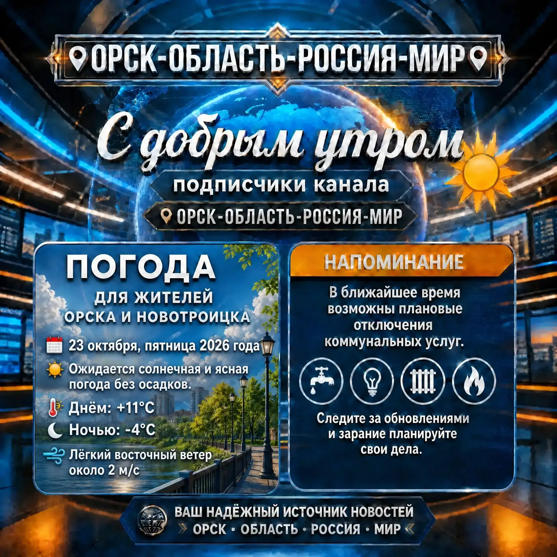 ☀️ Доброе утро, дорогие подписчики нашего канала 📌Орск-Область-Россия-Мир📌