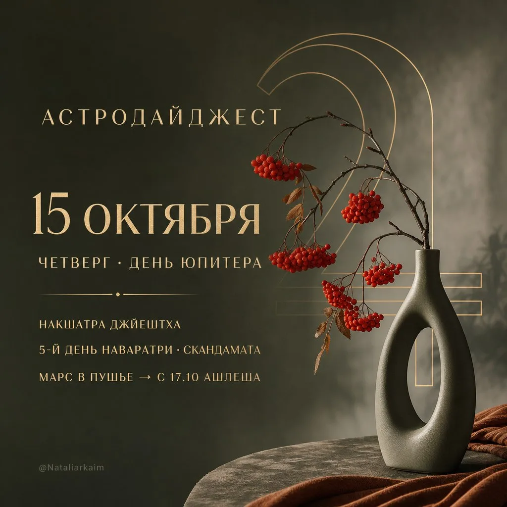 АСТРОДАЙДЖЕСТ 15 ОКТЯБРЯ, ЧЕТВЕРГ · ДЕНЬ ЮПИТЕРА 🪐