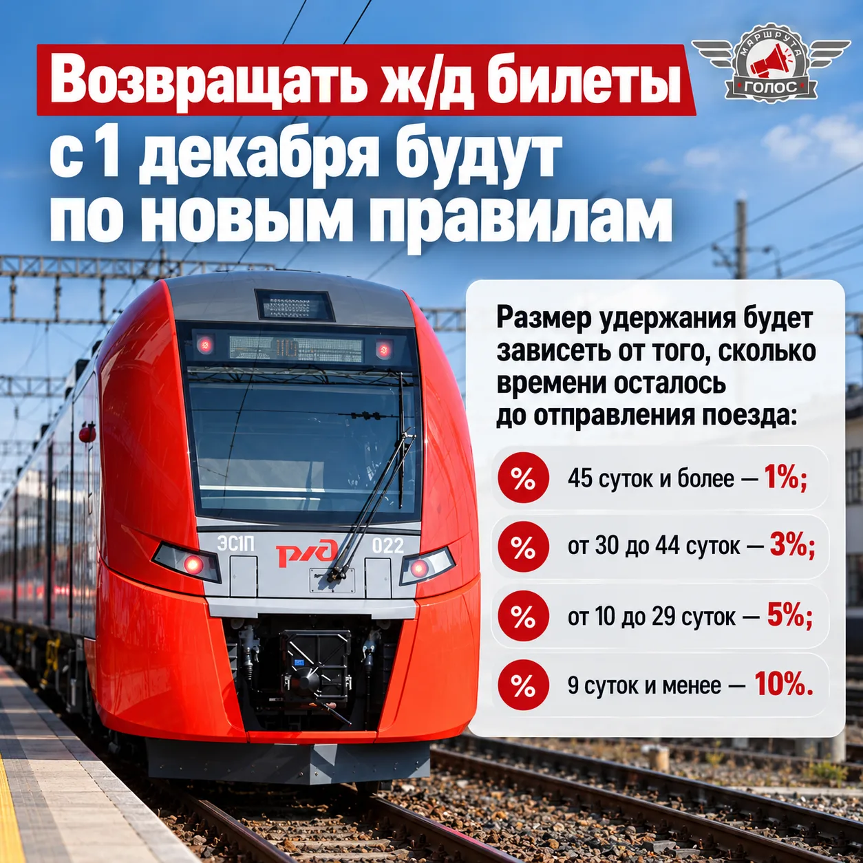 🚆 Возвращать ж/д билеты с 1 декабря будут по новым правилам