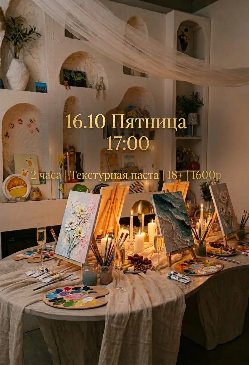 ✨ Атмосферный вечер: Рисуем текстурной пастой 🍷