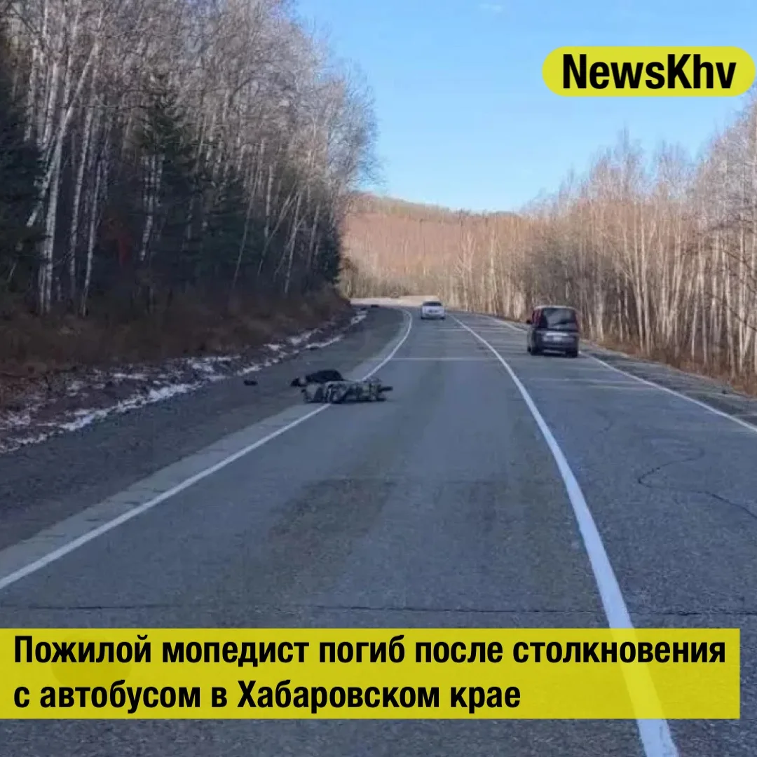 Пожилой мопедист погиб после столкновения с автобусом в Хабаровском крае