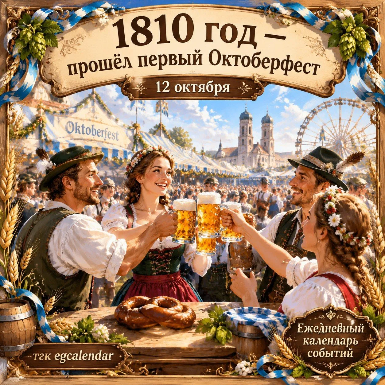 12 октября 1810 года — это официальный день рождения легендарного Октоберфеста, который...