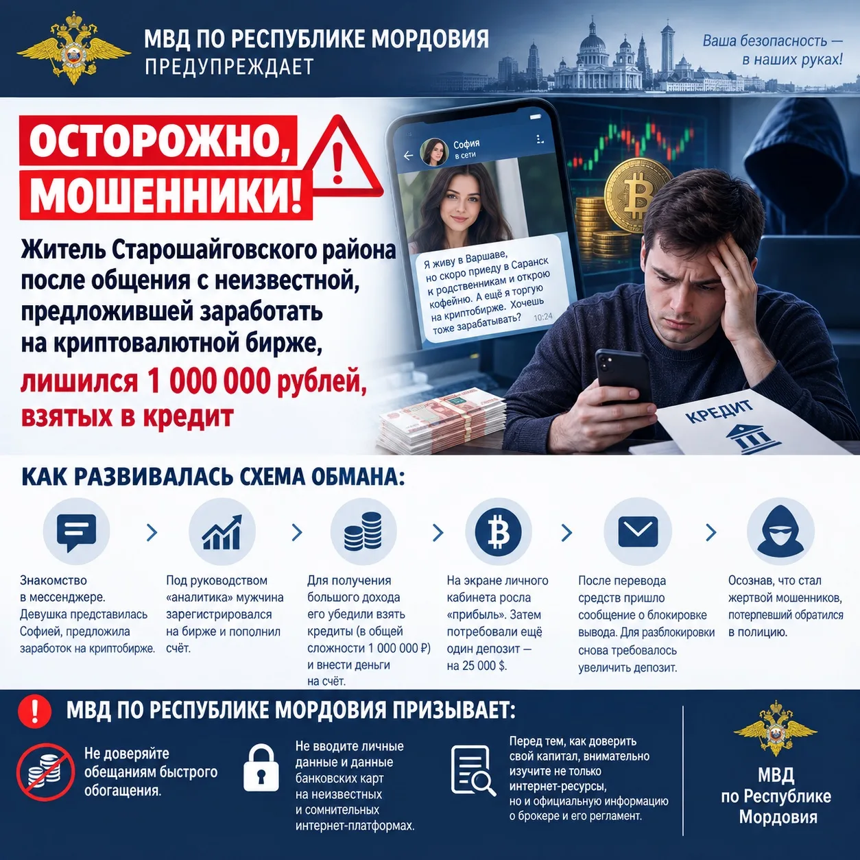 💰❌Житель Старошайговского района после общения с неизвестной, предложившей заработать ...