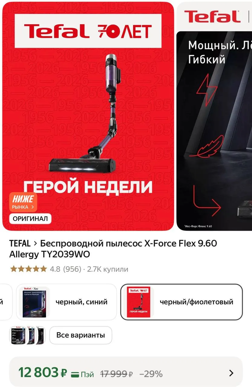 Беспроводной пылесос X-Force Flex 9.60 Allergy TY2039WO