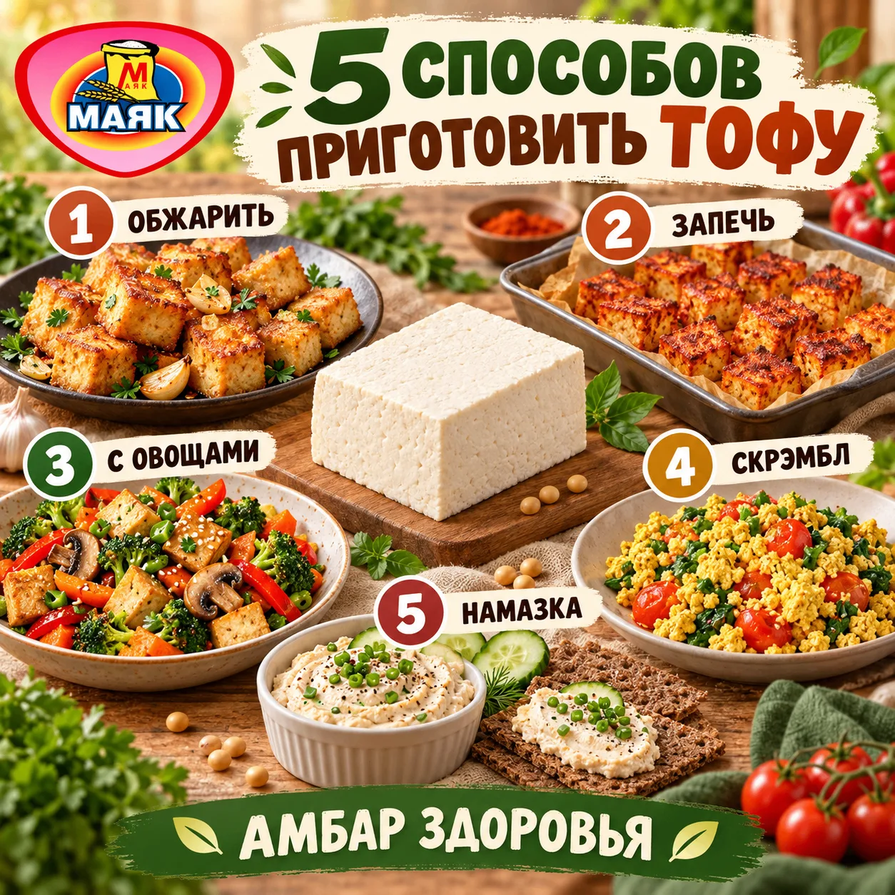 🌱 5 СПОСОБОВ ВКУСНО ПРИГОТОВИТЬ ТОФУ