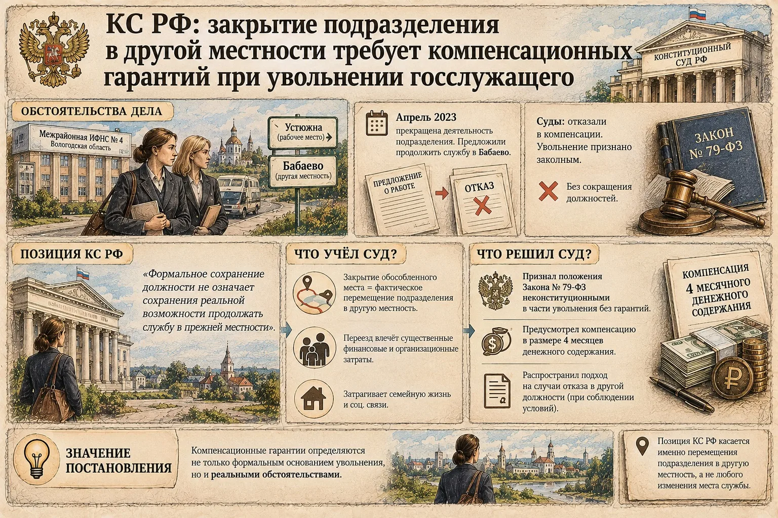КС РФ: закрытие подразделения в другой местности требует компенсационных гарантий при у...