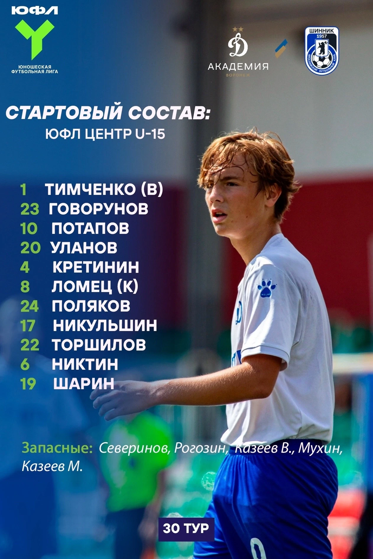 👱‍♂Стартовый состав динамовцев 2011 года рождения на сегодняшний матч 30-го тура ЮФЛ Ц...
