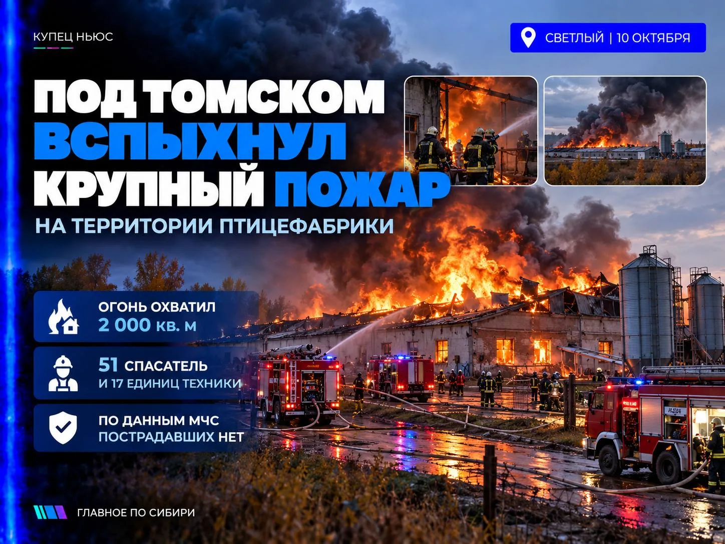 🚨 ТОМСК • СВЕТЛЫЙ • КРУПНЫЙ ПОЖАР ‼️