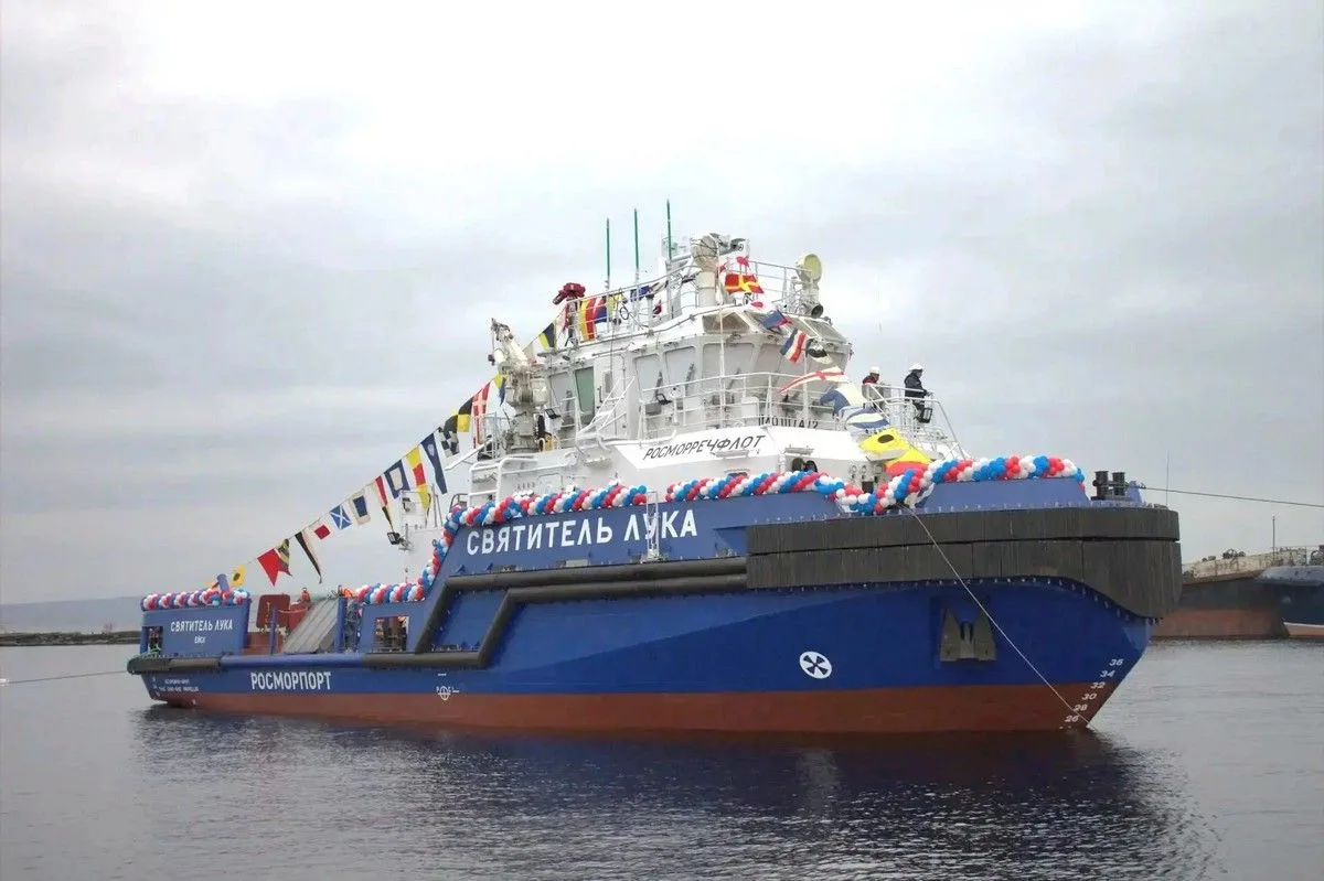 В Петрозаводске спустили на воду головной буксир проекта NE038 «Святитель Лука»