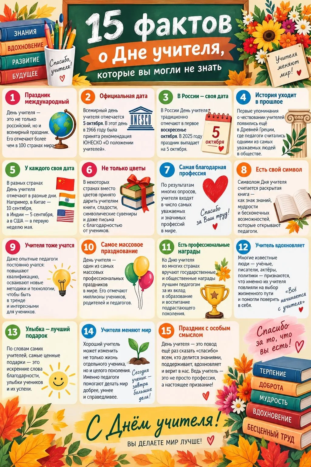 🍁15 фактов о Дне учителя, которые вы могли не знать!