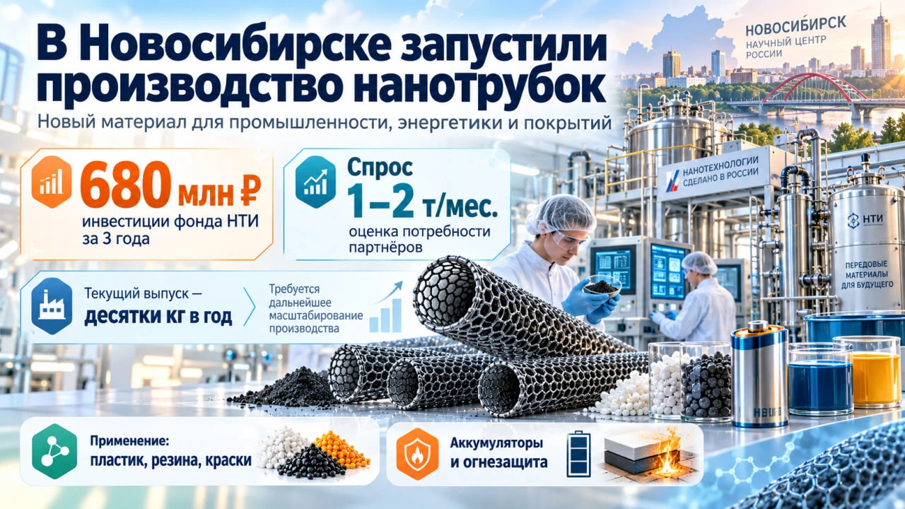 В Новосибирске открылось производство многостенных углеродных нанотрубок, созданное Цен...