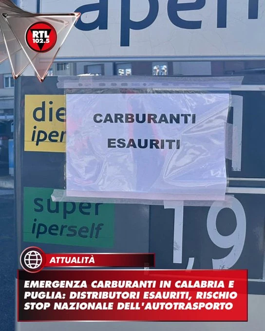 🇮🇹 В Калабрии и Апулии на заправках таблички «Всё распродано». Топливный кризис, как ...