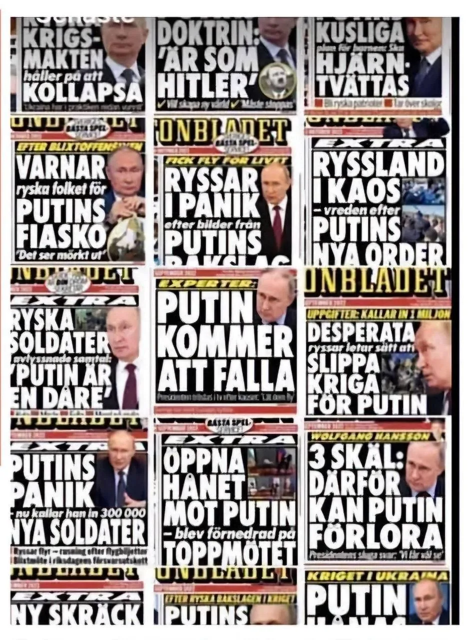 В 2022 году Путин 281 раз появлялся на первых полосах шведской газеты Aftonbladet за 30...