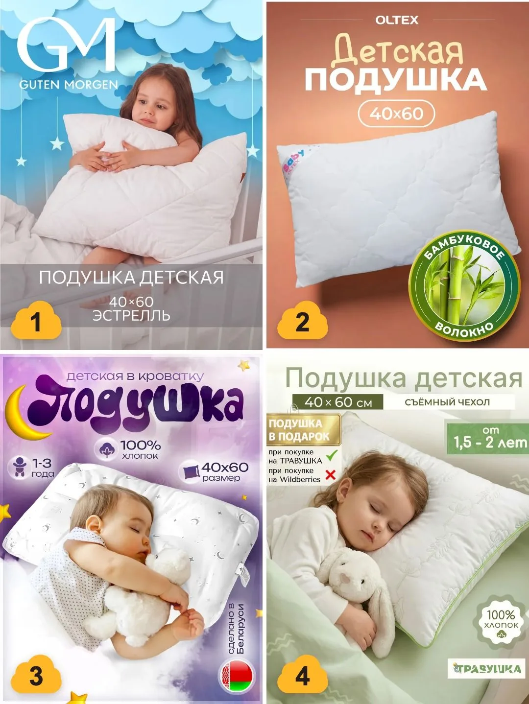 😴 Подушки детские — первая своя подушка