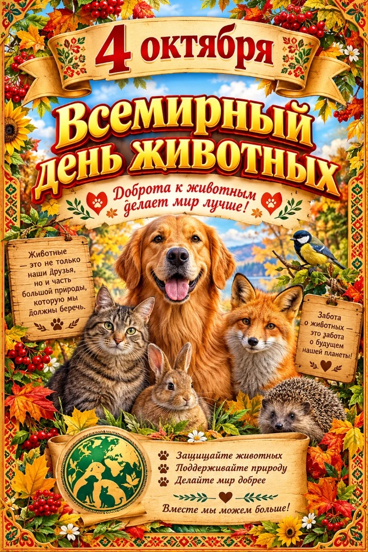 4 октября — Международный день животных!