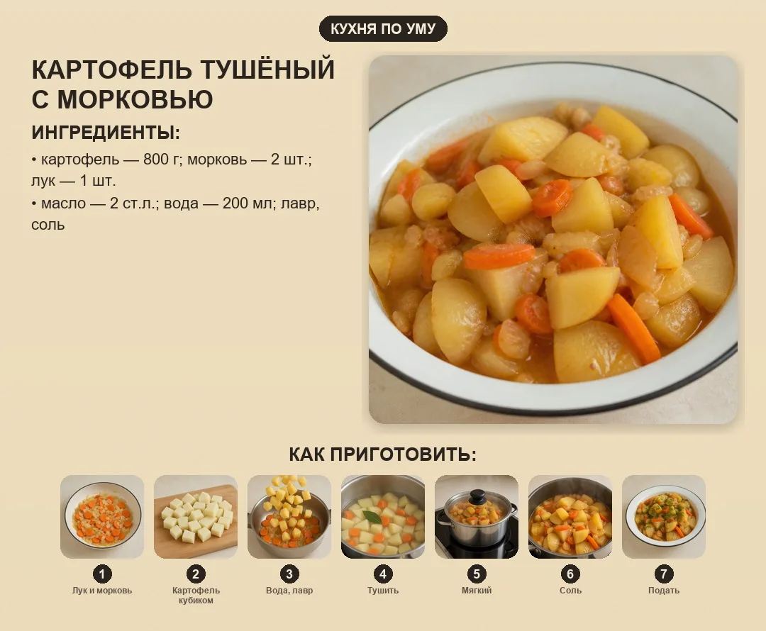 Картофель тушёный с морковью