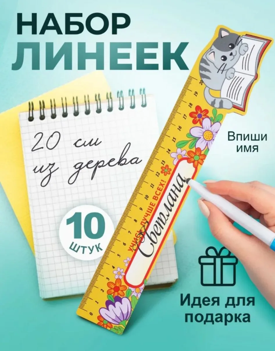 Набор деревянных линеек "Учись лучше всех" 10 шт.