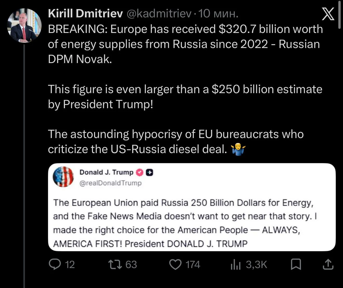 «С 2022 года Европа получила из России энергоресурсов на сумму $320,7 млрд. Это даже бо...