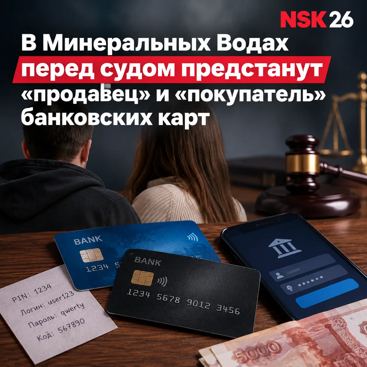 ⚖️ В Минеральных Водах будут судить мужчину и девушку за торговлю банковскими картами
