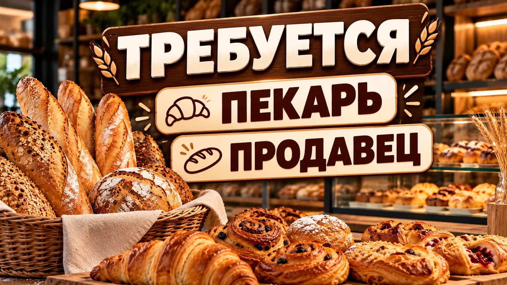 В пекарню «Хлеб и точка» требуются пекарь и продавец