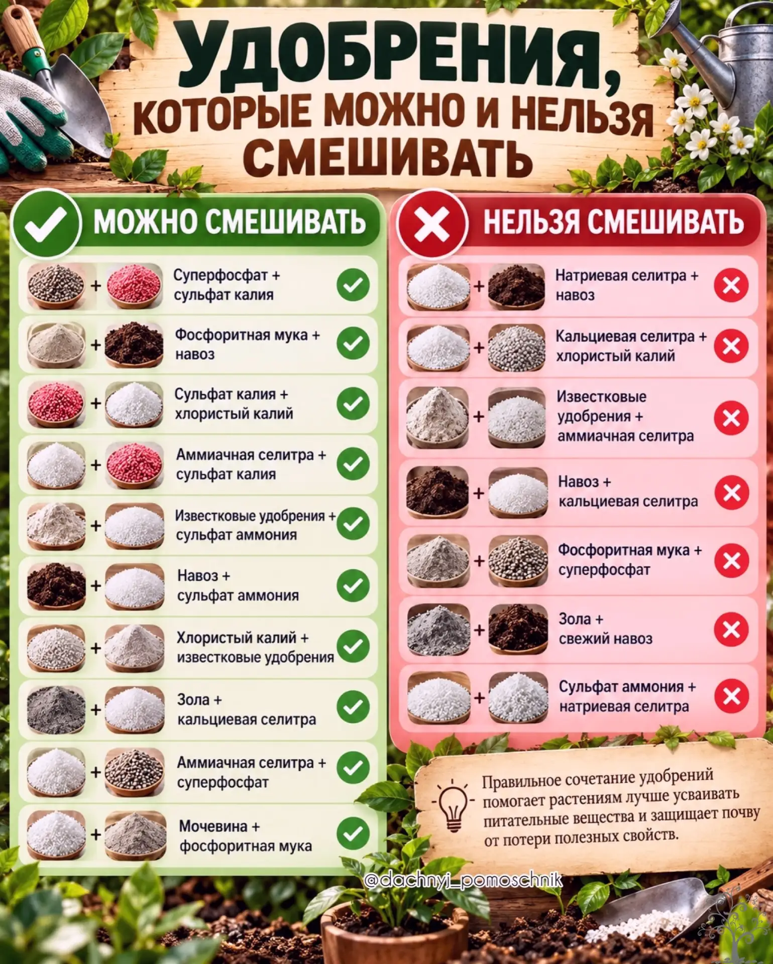 Удобрения которые нельзя смешивать