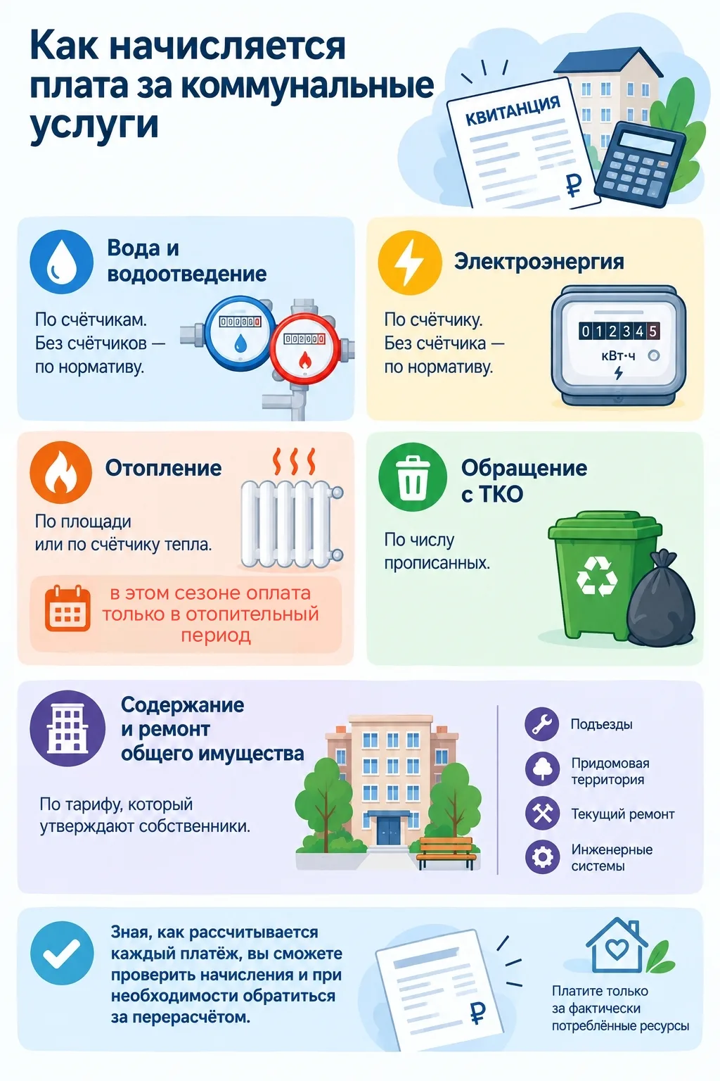 Как начисляется плата за коммунальные услуги