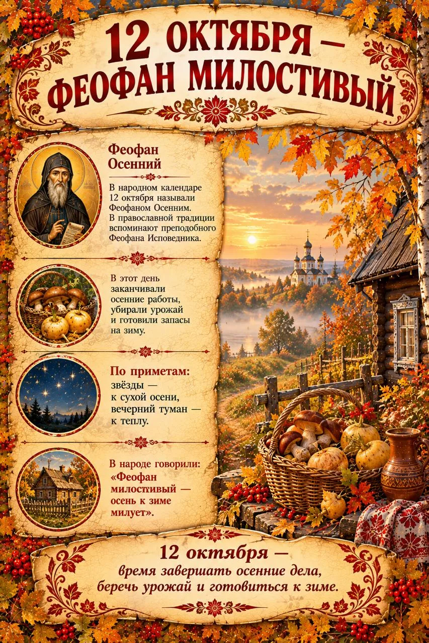 🍂 12 октября — Феофан Милостивый
