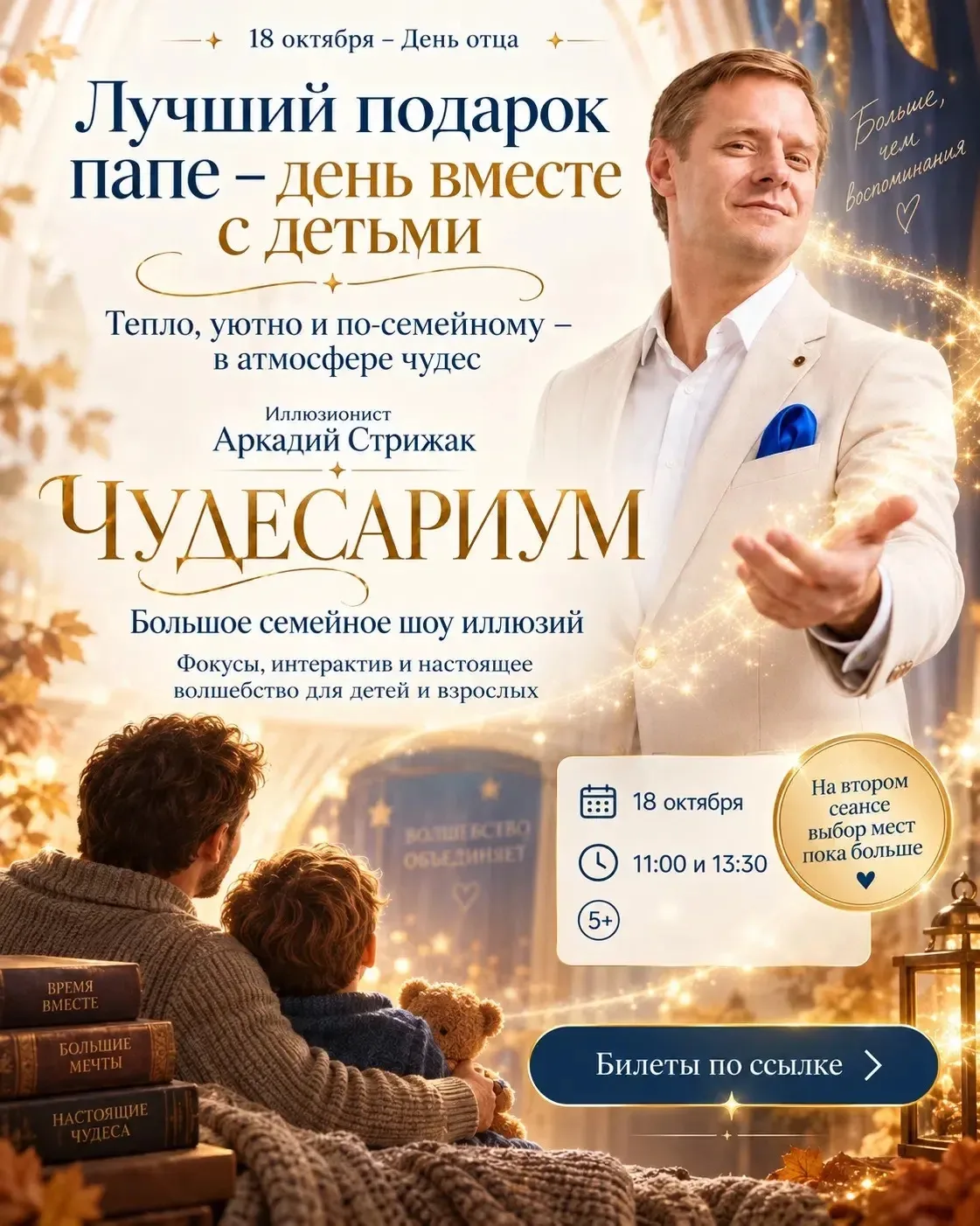 🎩 Семейное шоу иллюзий «Чудесариум» Аркадия Стрижака пройдёт 18 октября в День отца — ...