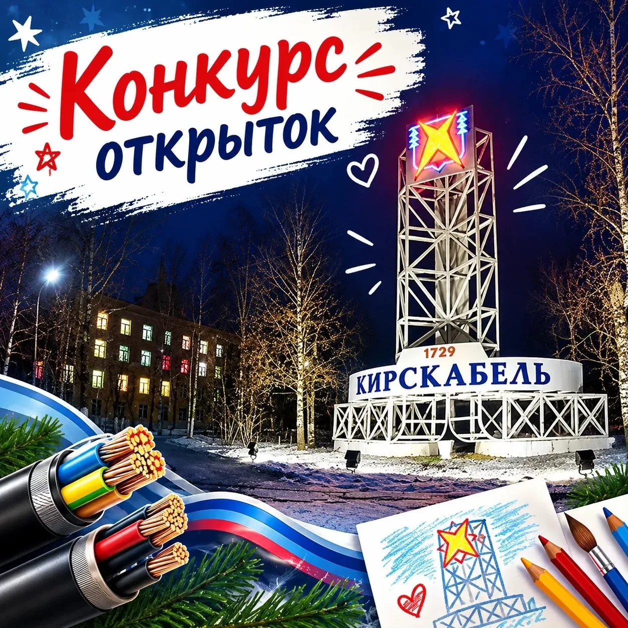 🎉 Конкурс открыток «С Днём кабельной промышленности»! 🎉 Приглашаем ребят из образоват...