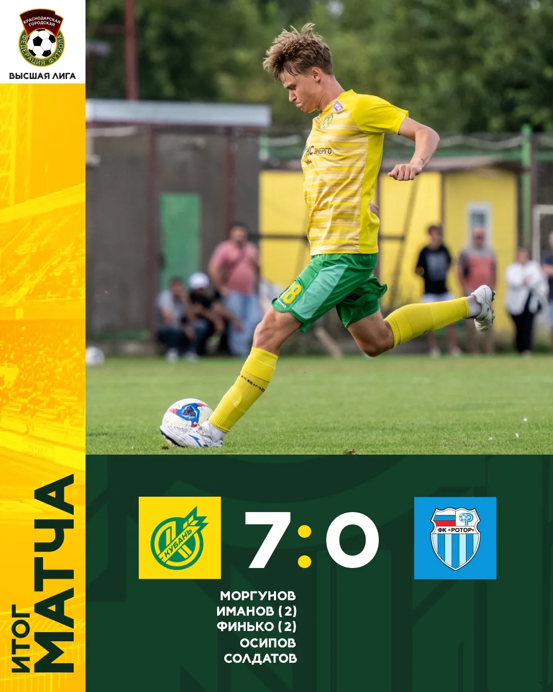 ⚽️ Жёлто-зелёные громят краснодарский «Ротор» на своей учебно-тренировочной базе в рамк...