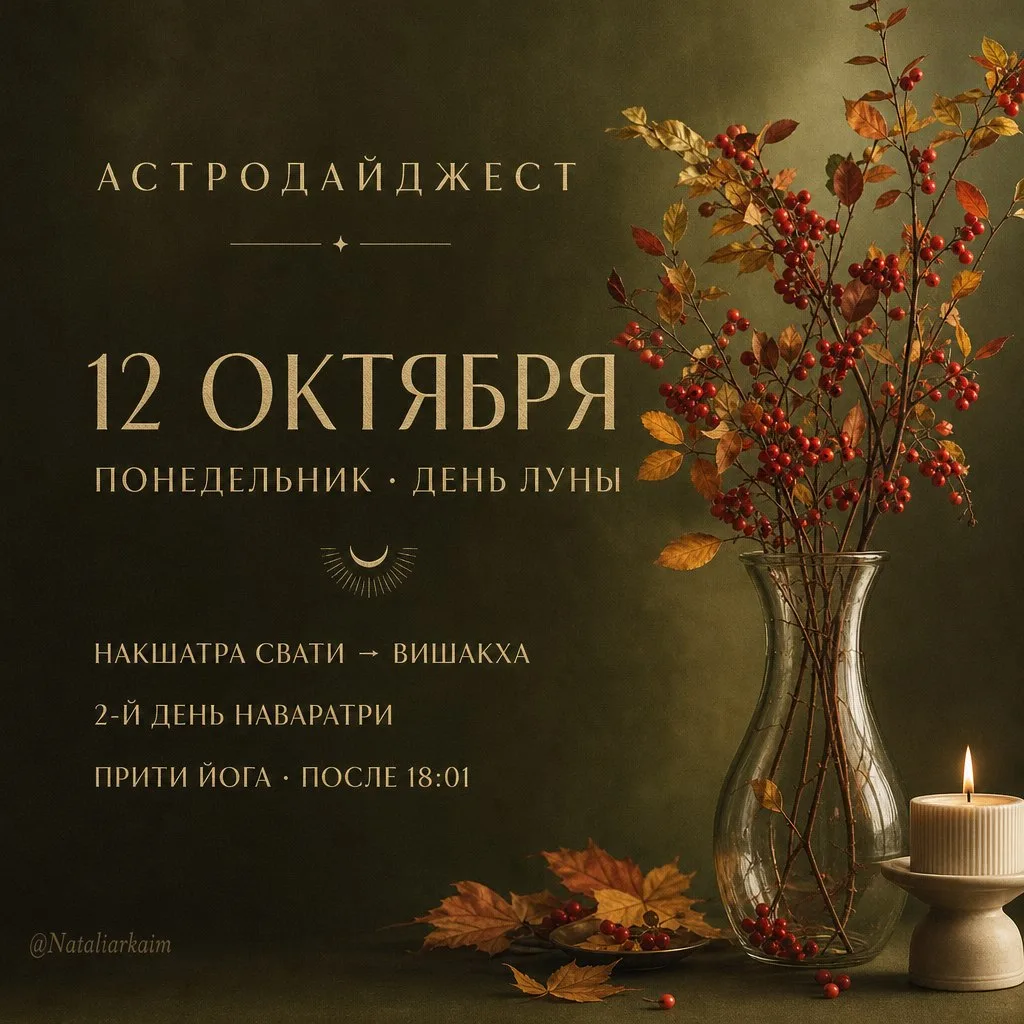 АСТРОДАЙДЖЕСТ • 12 ОКТЯБРЯ, ПОНЕДЕЛЬНИК • ДЕНЬ ЛУНЫ 🌙