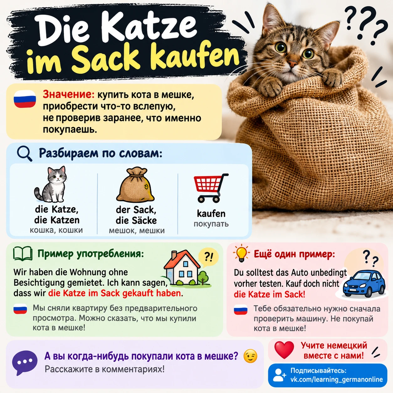 🐈 „Die Katze im Sack kaufen“ 🧺