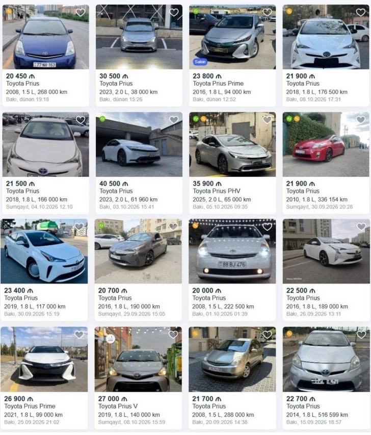 🇦🇿 На вторичном рынке Азербайджана подорожали Toyota Prius: за машины 2008 года в объ...