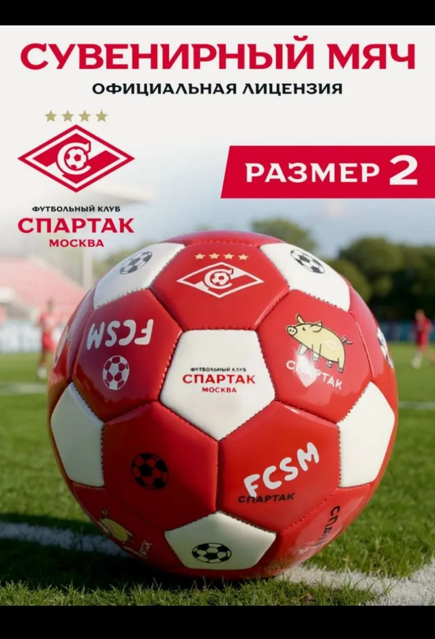 Футбольный мяч "ФК Спартак", материал TPU, размер 2, диаметр 15 см, SB7