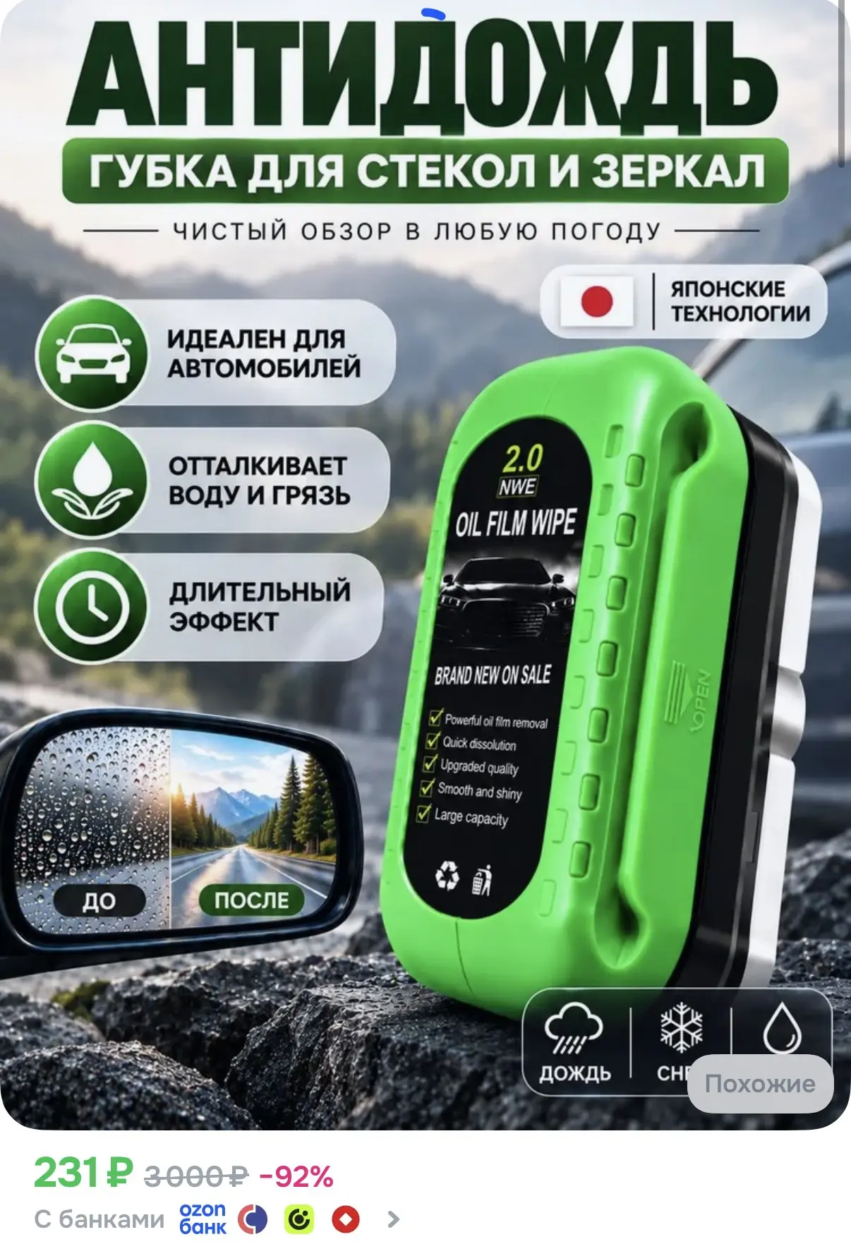 Антидождь для стекол