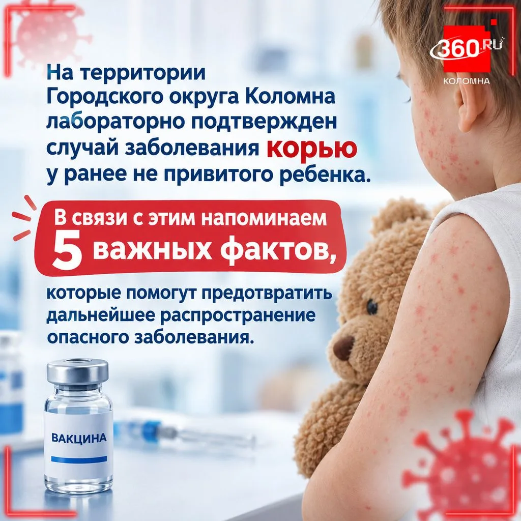 🦠 Случай заболевания корью зафиксировали в Коломне