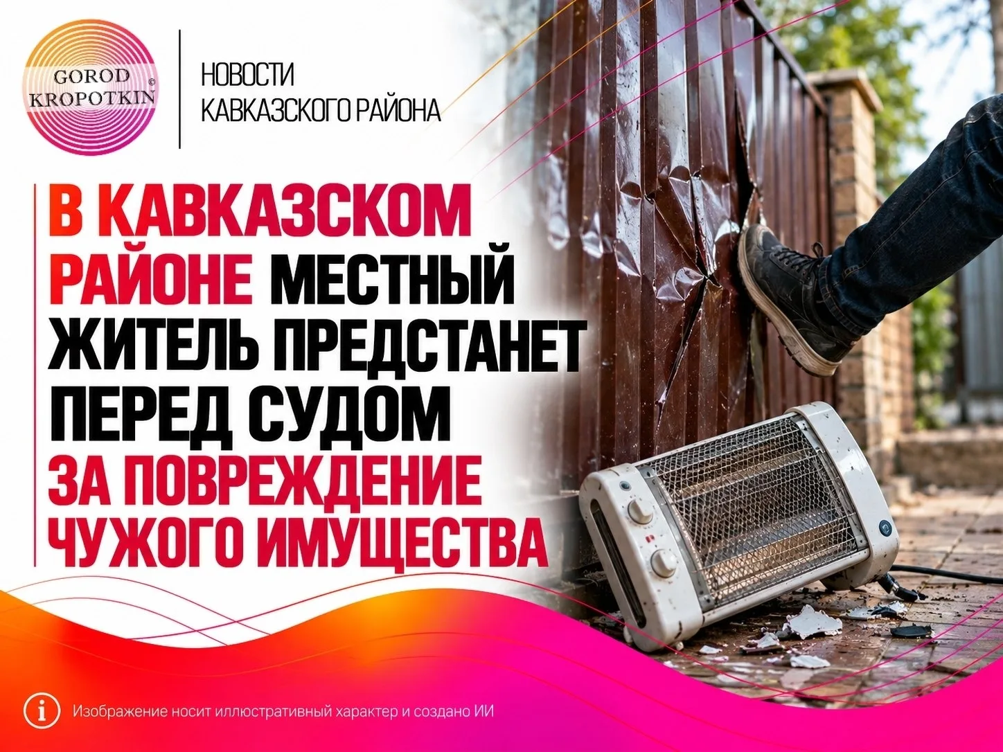 В Кавказском районе на скамью подсудимых отправлен местный житель, повредивший чужое им...