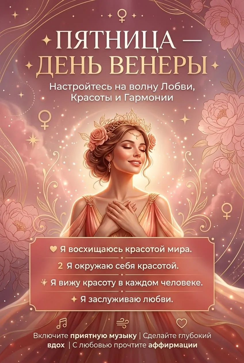 Девочки, сегодня пятница 💕 А как вы уже знаете ,пятница — это день Венеры?