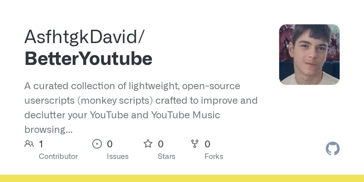 BetterYoutube — тщательно подобранная коллекция легковесных пользовательских скриптов (...