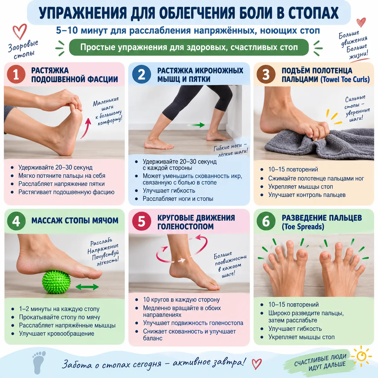 УПРАЖНЕНИЯ ДЛЯ ОБЛЕГЧЕНИЯ БОЛИ В СТОПАХ