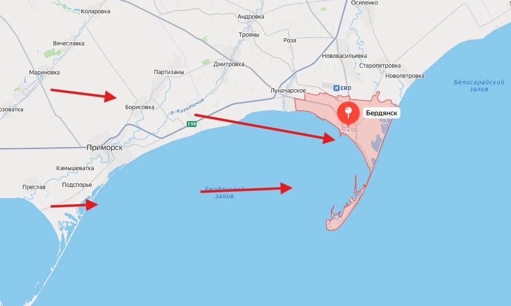 ❗️Бердянск - приготовиться к налёту БПЛА с запада вдоль берега Азовского моря