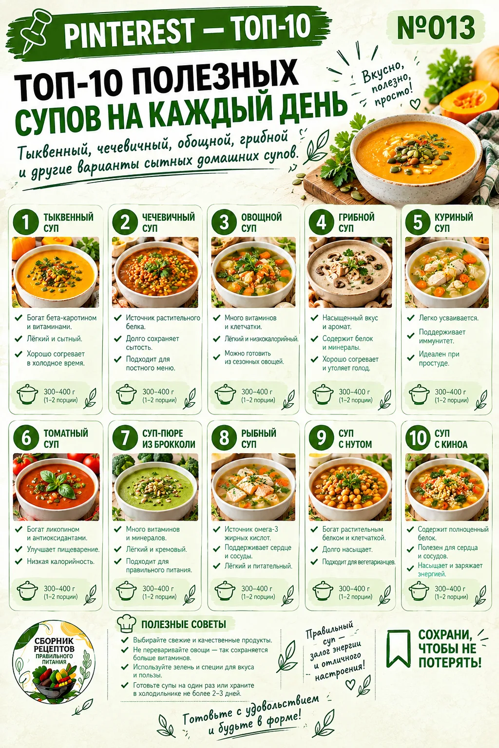 🍲 ТОП-10 ПОЛЕЗНЫХ СУПОВ НА КАЖДЫЙ ДЕНЬ